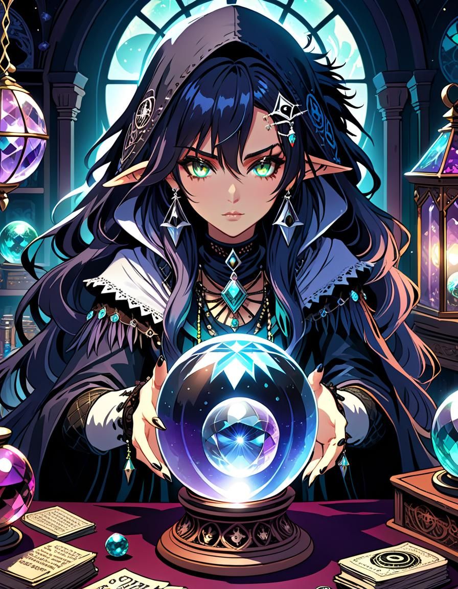 Occult Sorceress in Dark Fantasy Graphic Novel Style