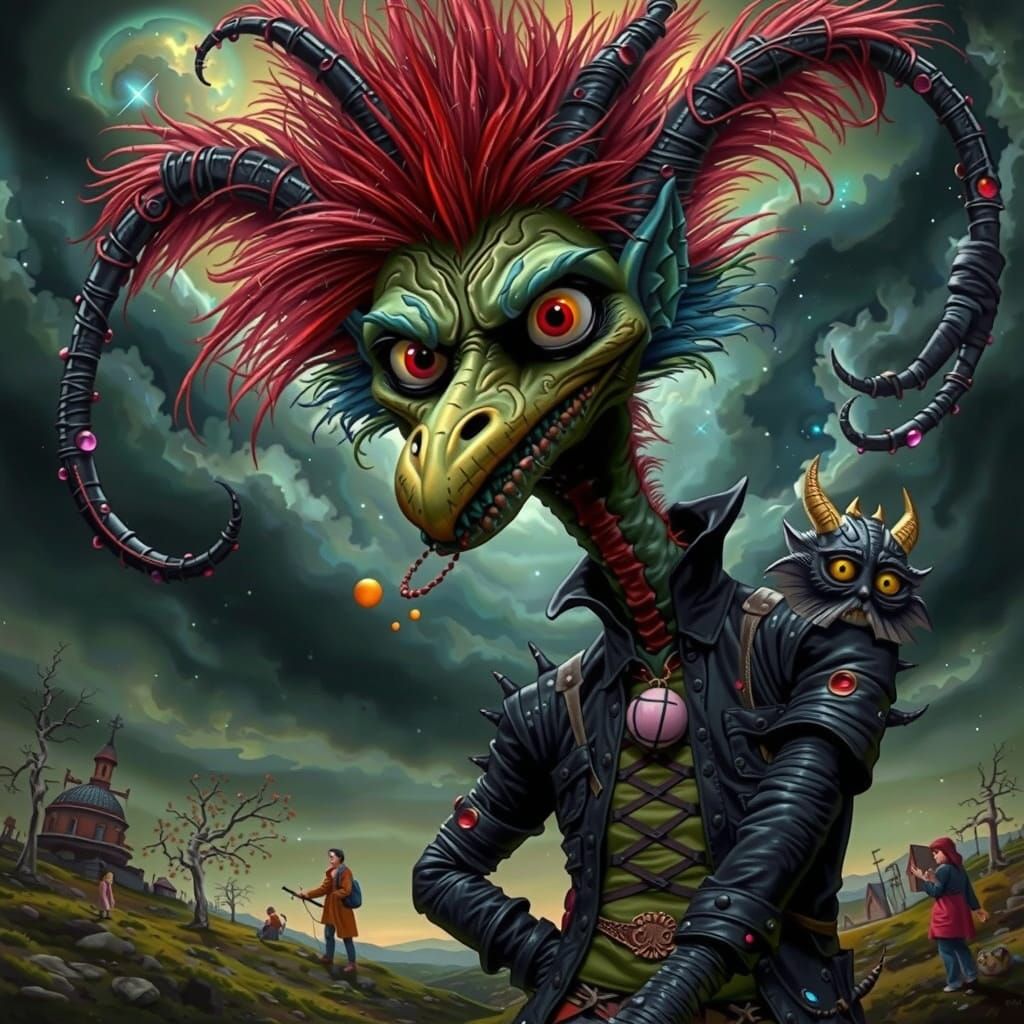 Surreal Devil Stripping Sands of Water in Van Gogh Style