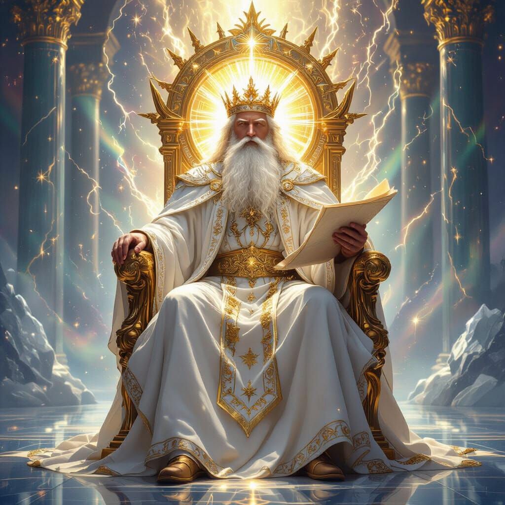 Heavenly Sage Enthroned with Angelic Warriors