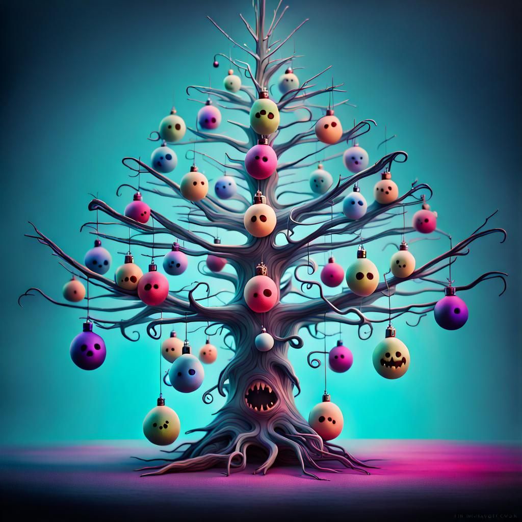 Tim Burton Style Ghost Christmas Tree