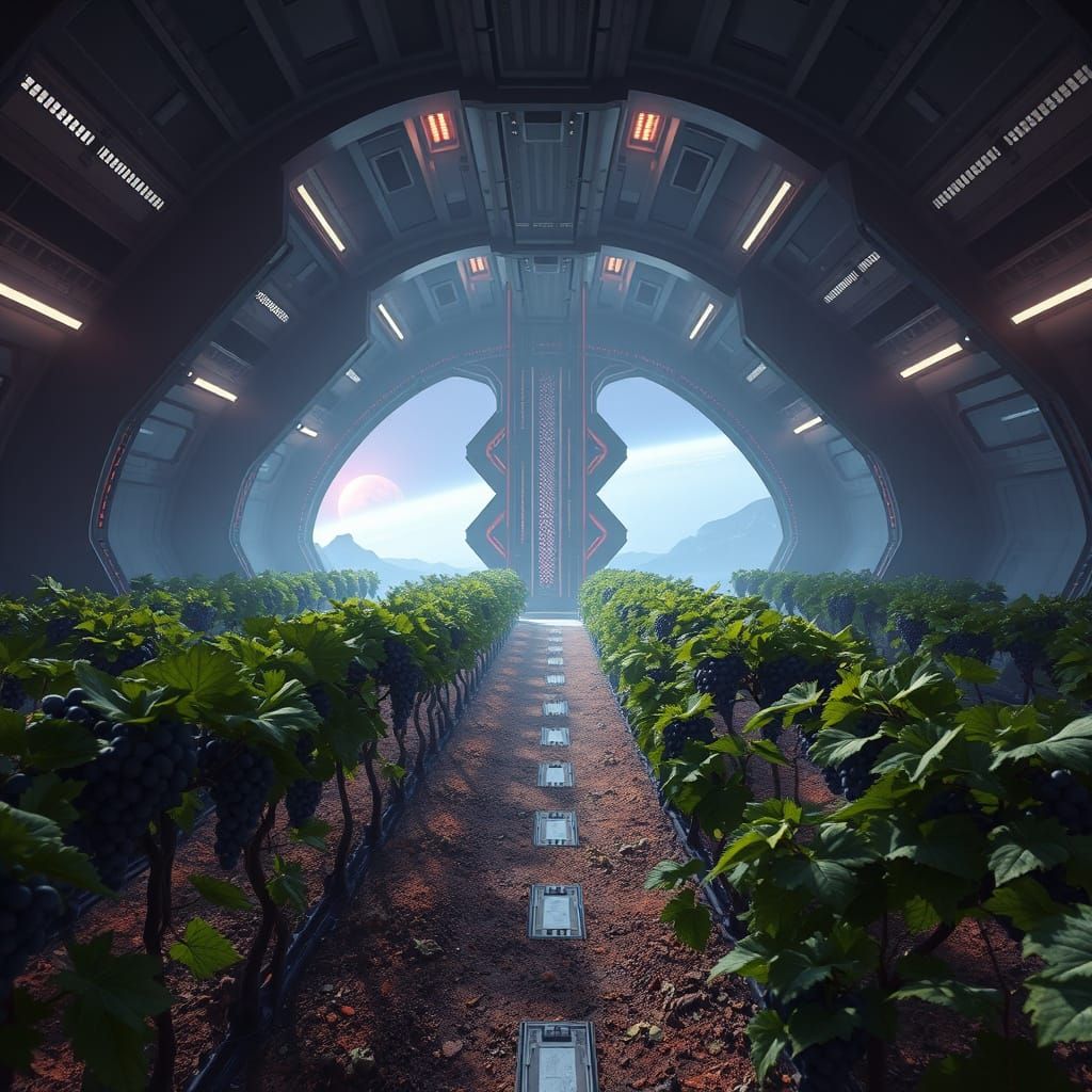 Hidden Vineyard Within Ebon Spire Space Station