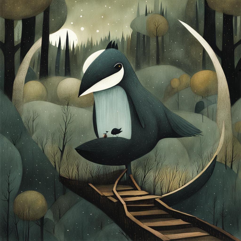 Eerie Storybook Illustration in Klassen Style