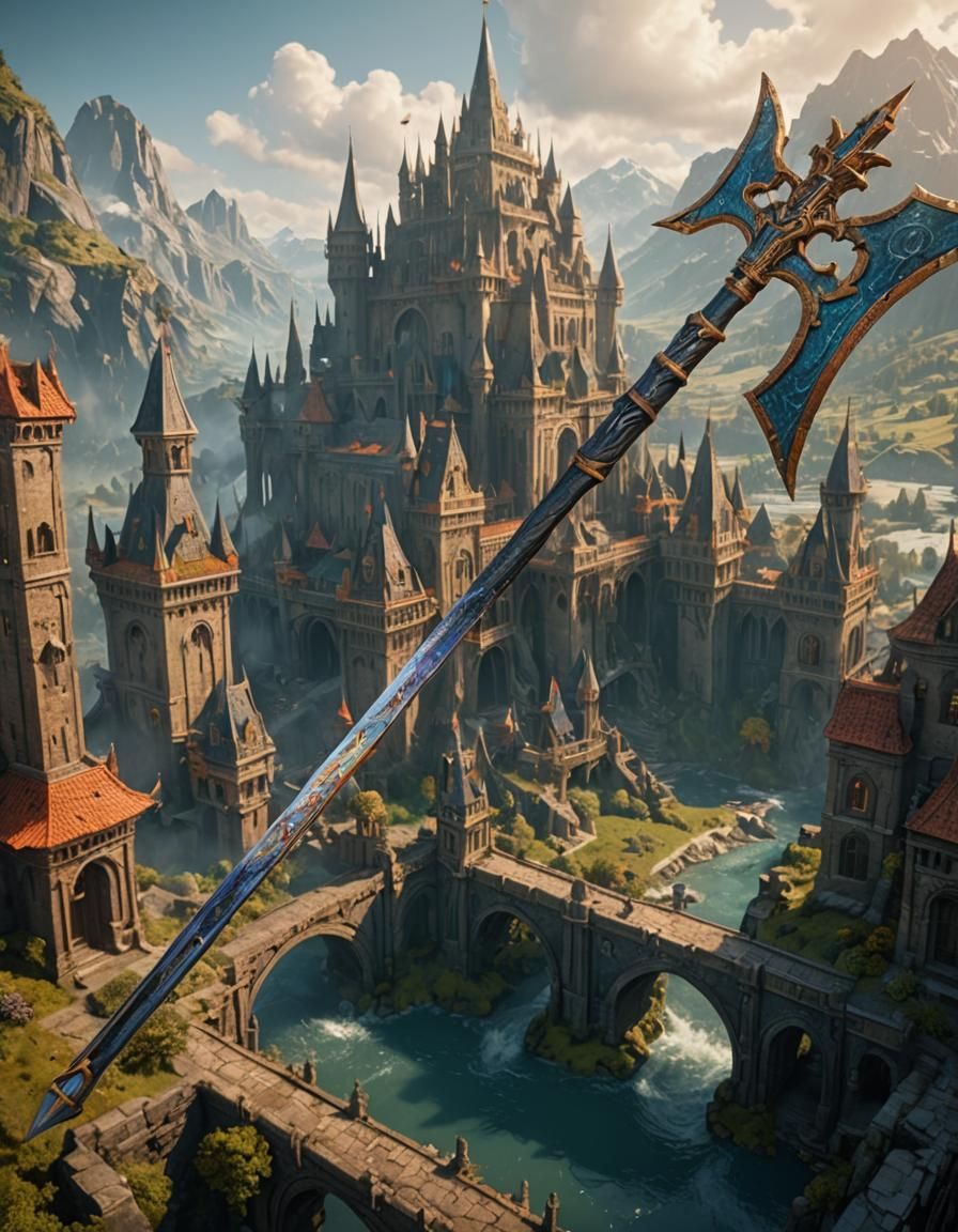 Fantastical Halberd Concept Art in Deep Color