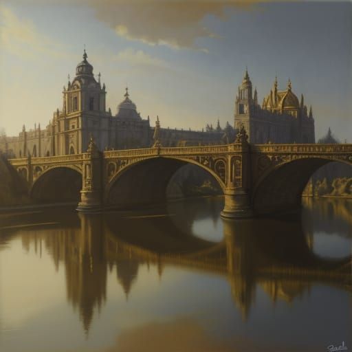 Majestic Baroque Bridge in Golden Hour Light