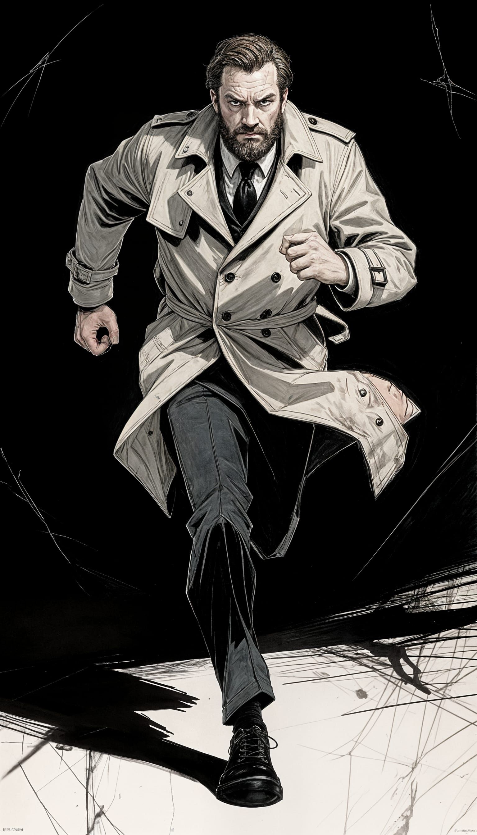 Detective Brown in Darkest Dungeon Style