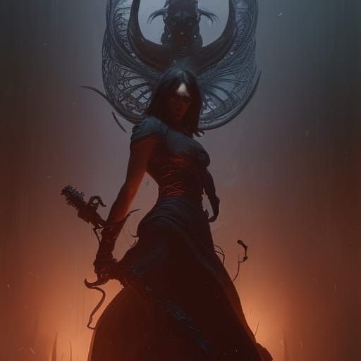 Menacing Demon in Dark Fantasy Style