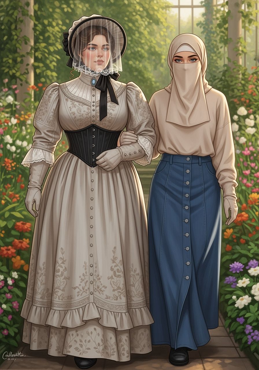 Botanical Garden Stroll in Impressionist Style