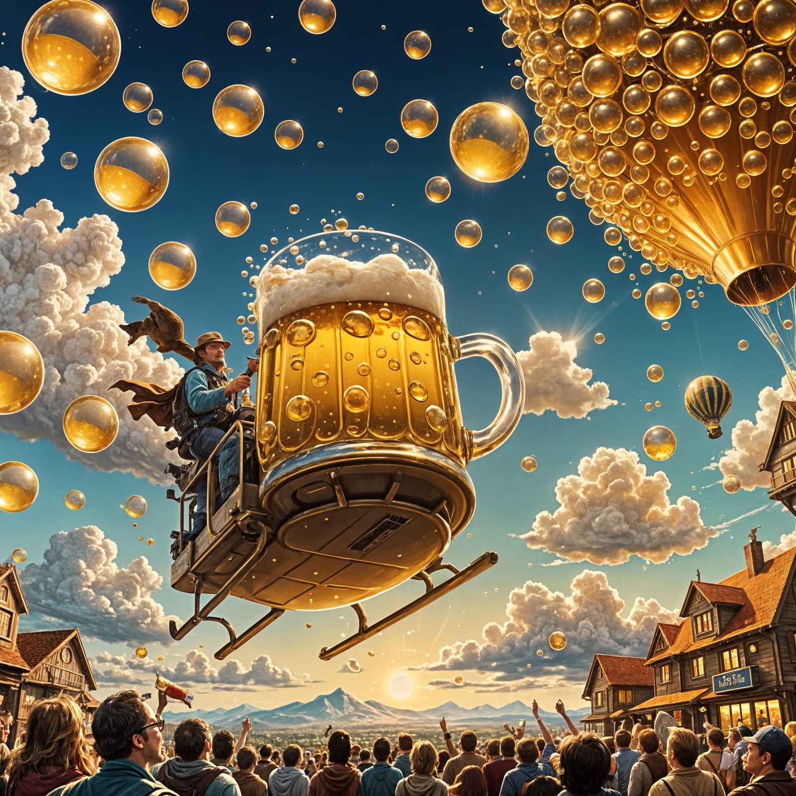 Beer Mug Blimp Soaring Through the Sky