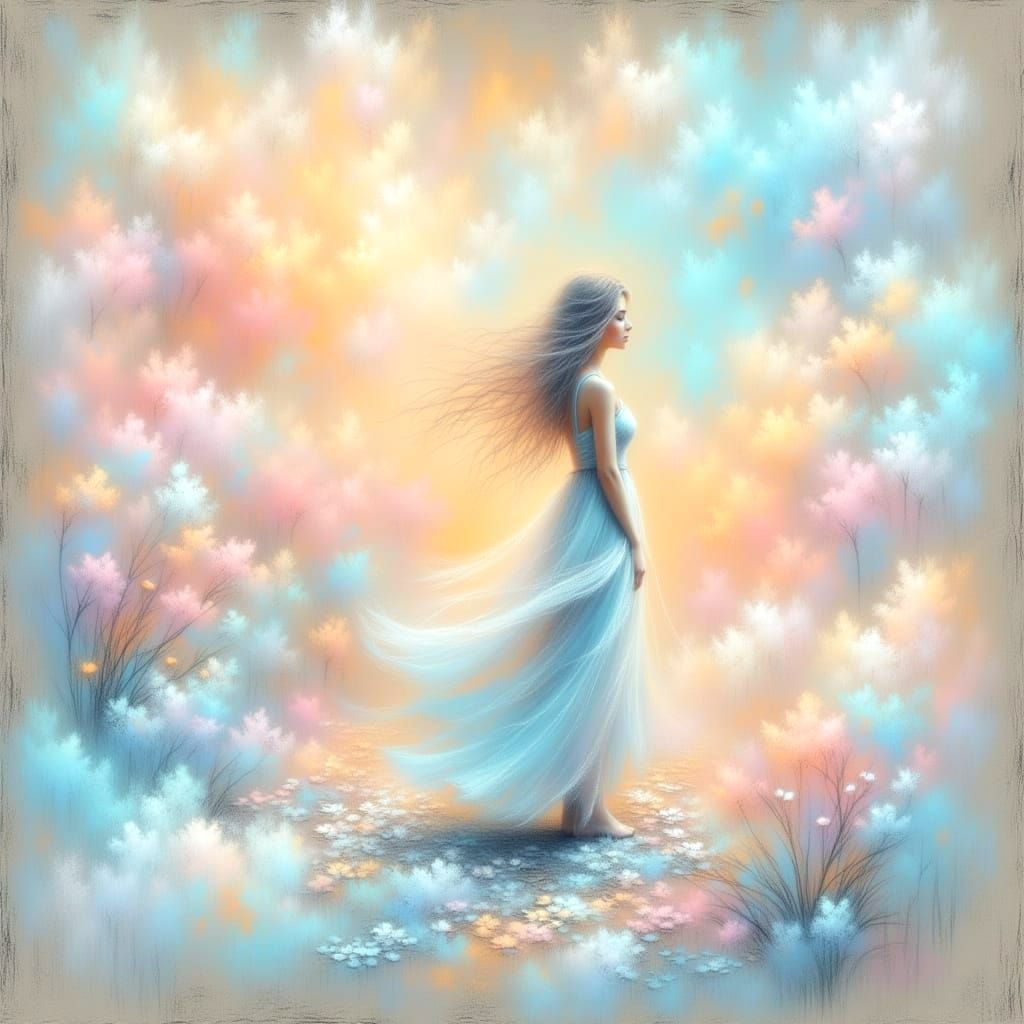 Whispers on a Forgotten Riverbank in Pastel Chalk Style