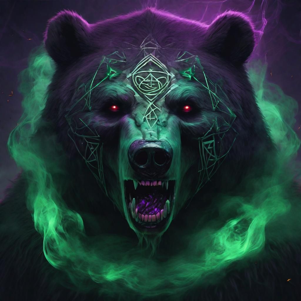 Cursed Slavic Bear Portrait in Surrealist Style