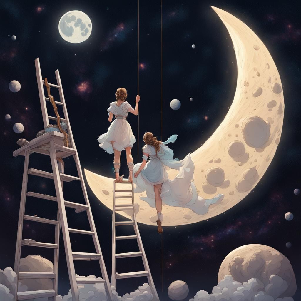Girl Cleaning the Moon: Digital Art in Space