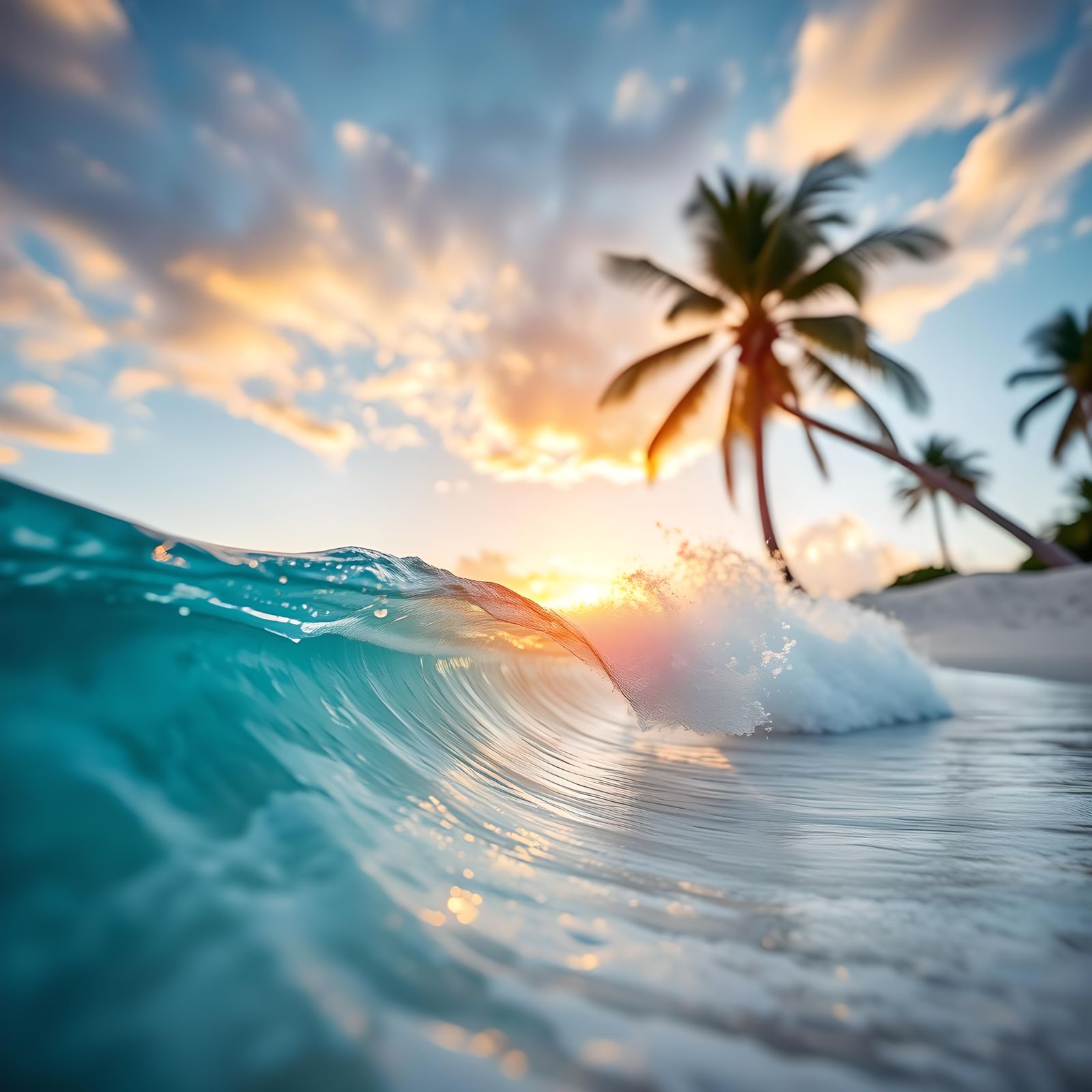 Paradise Beach: Perfect Wave at Golden Hour