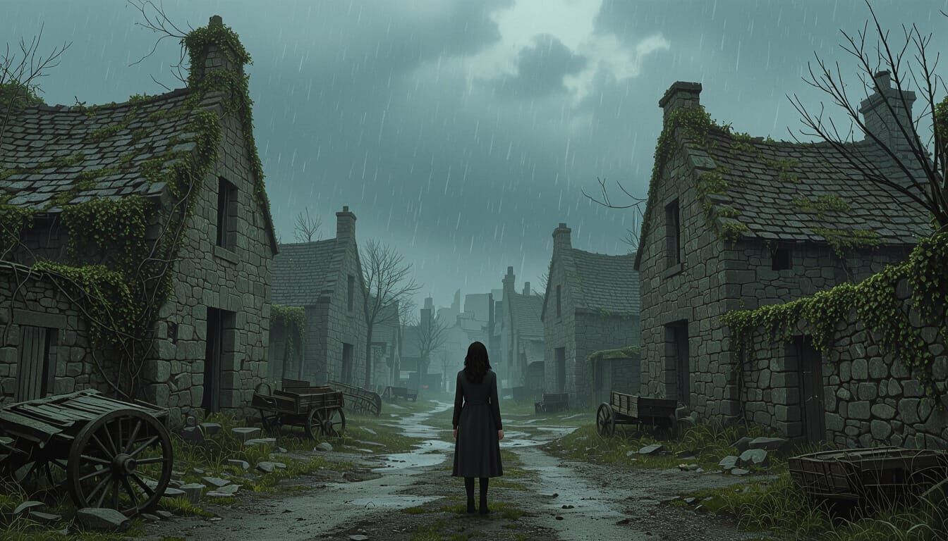 Eerie Abandoned Village Reclaimed by Nature in Dystopian Sty...