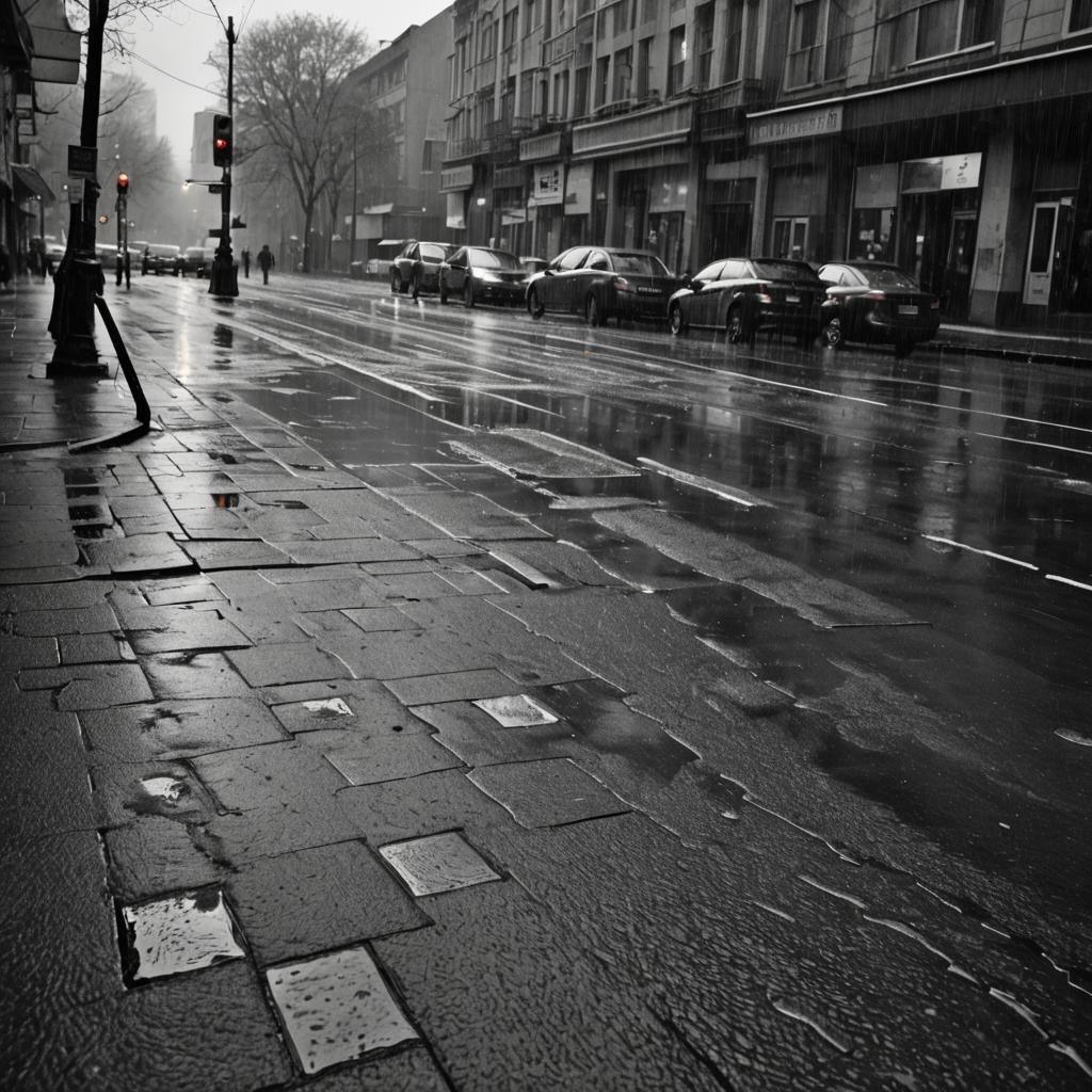 Rainy Cityscape: Cinematic Film Still