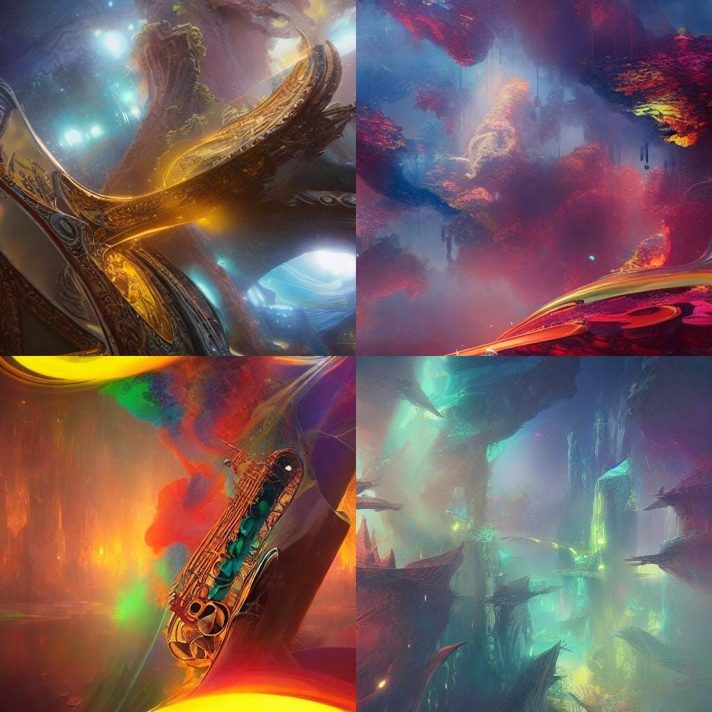 Synesthesia While Playing Saxophone: Detailed Matte Painting