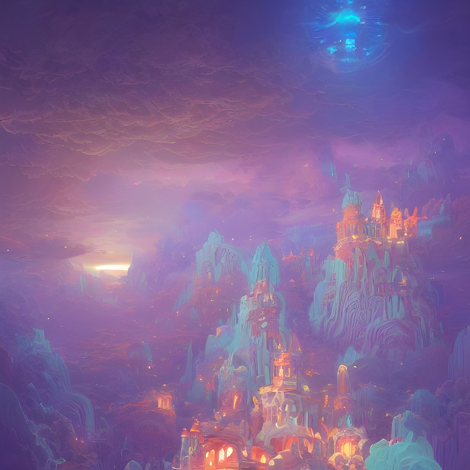 Cosmic Floating Islands in Surreal Digital Art