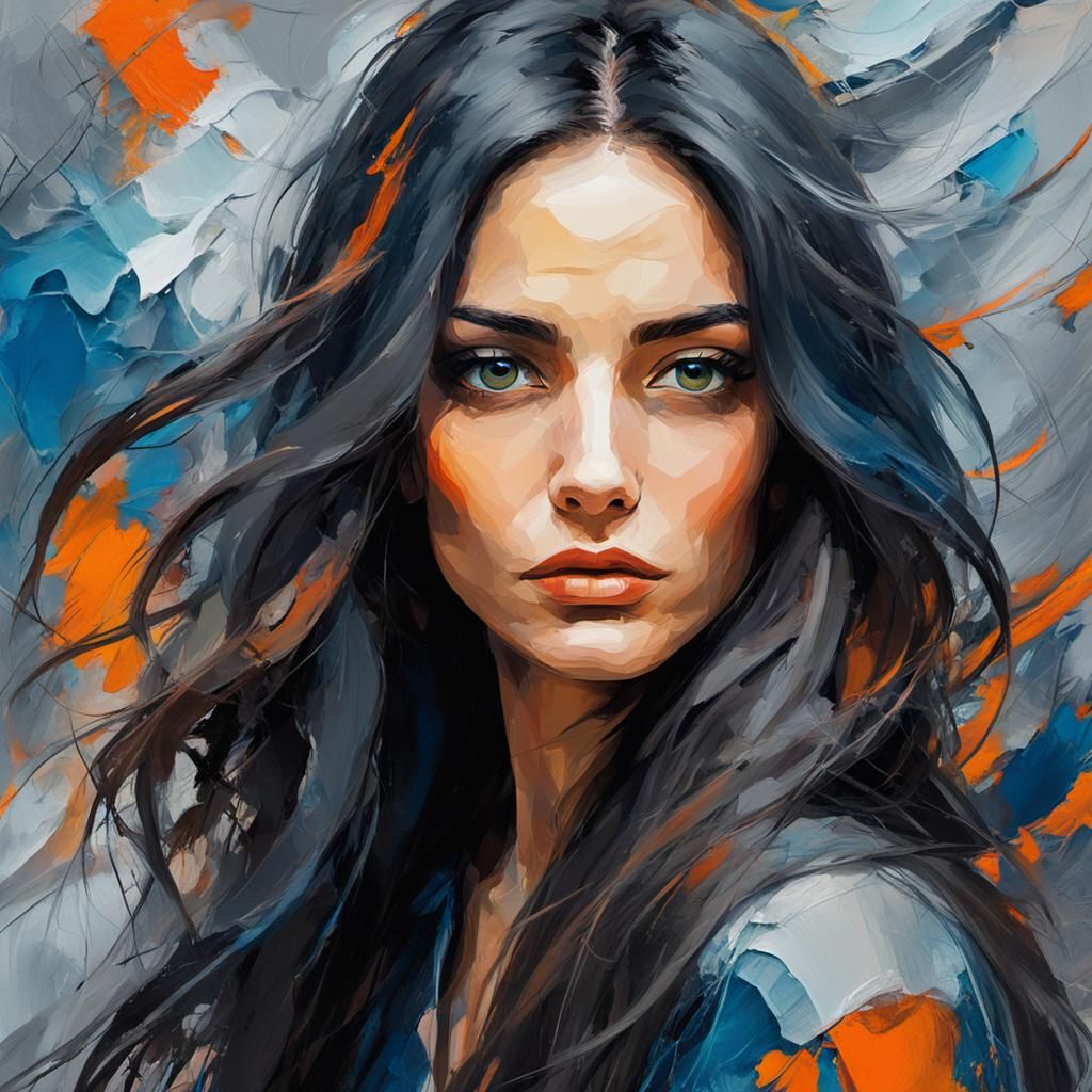 Abstract Expressionist Portrait of a Young Woman