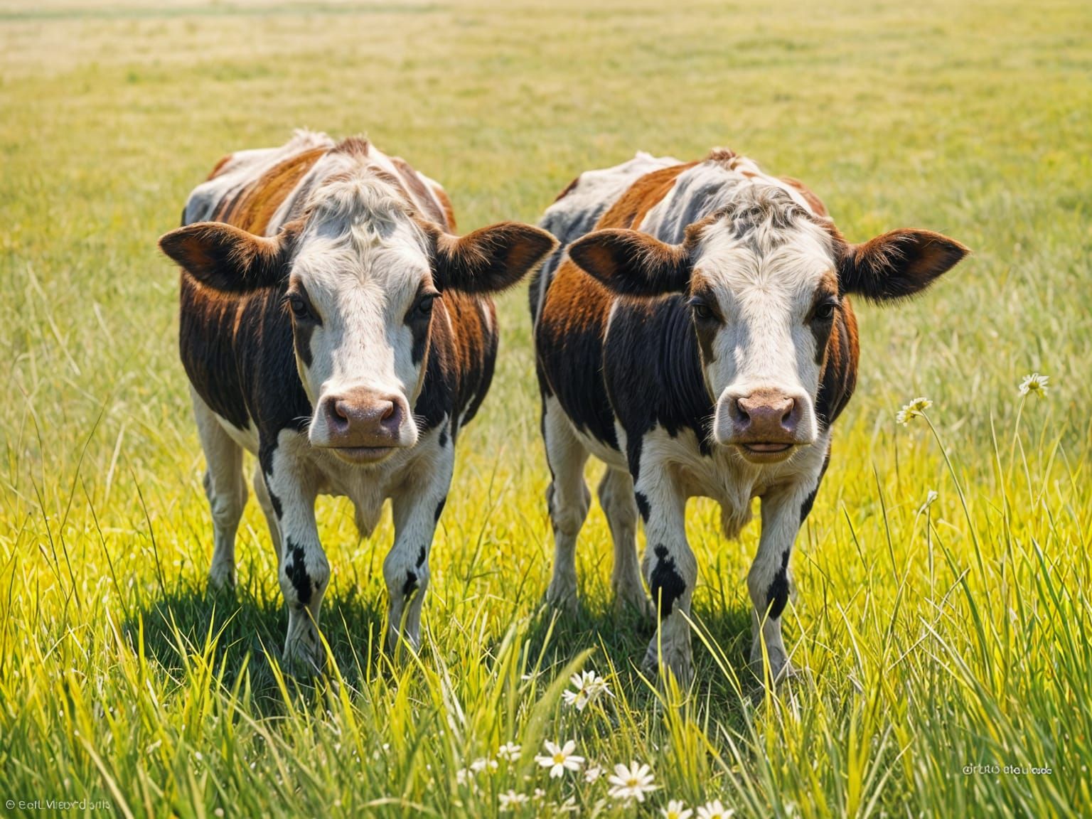 Two Jersey Cows in a Simple Country Field