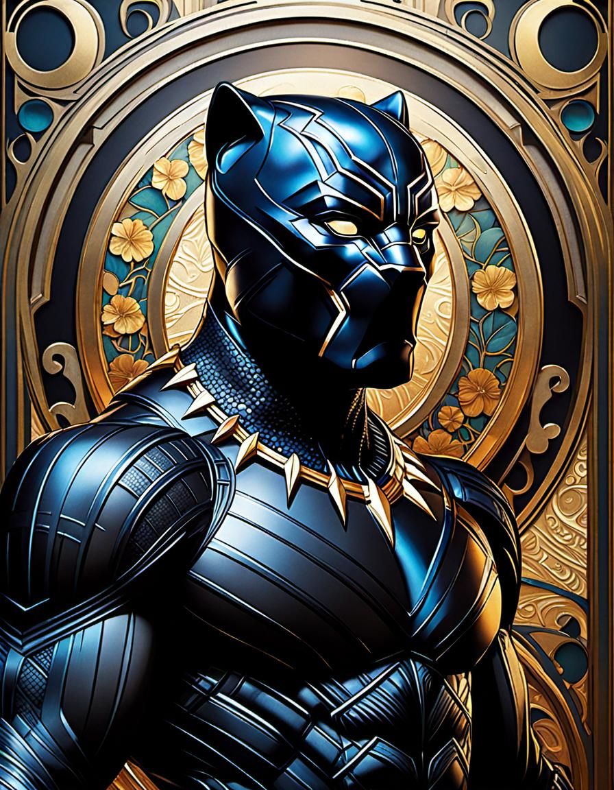 Art nouveau style Black Panther