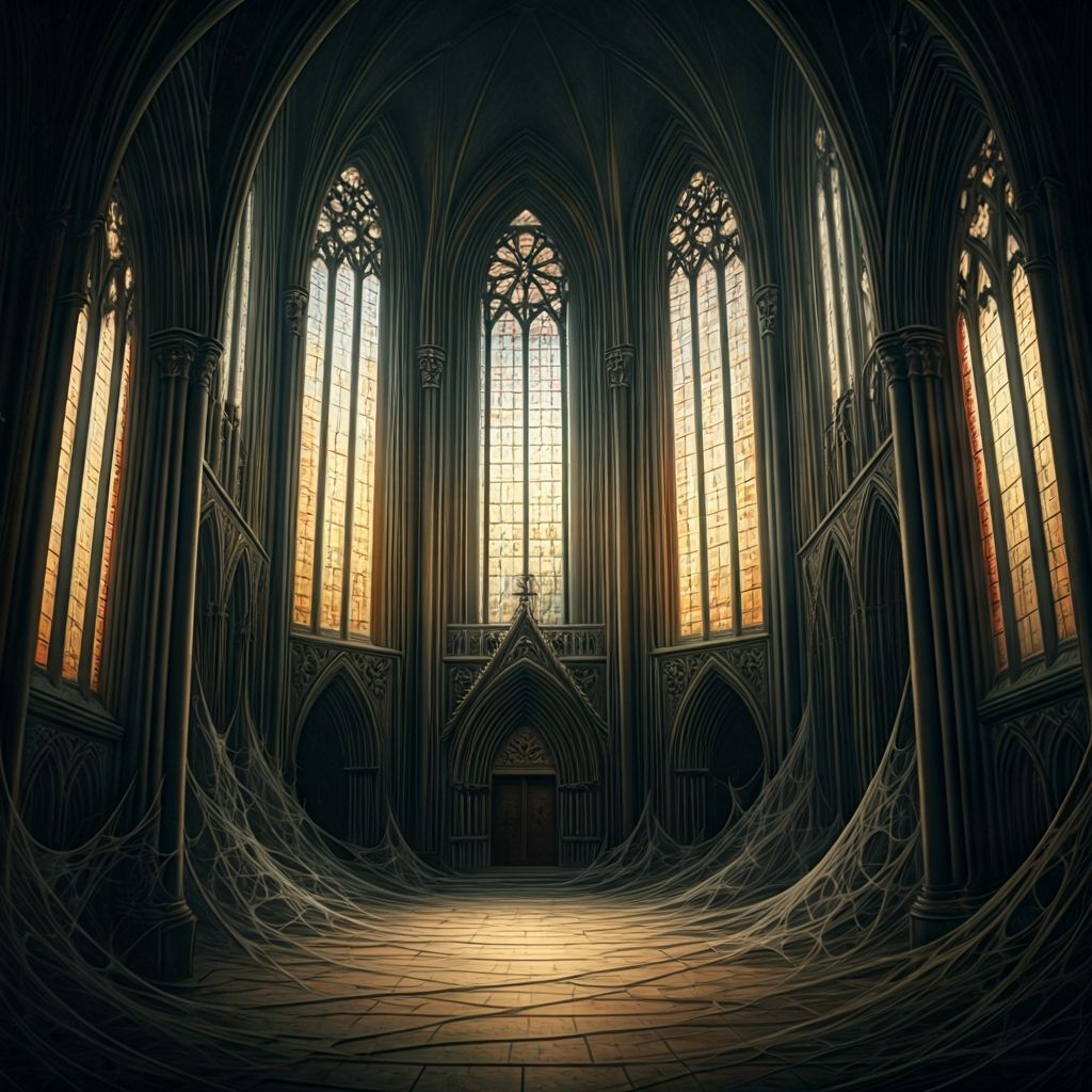 Gothic Cathedral of Spiderwebs in Moonlight