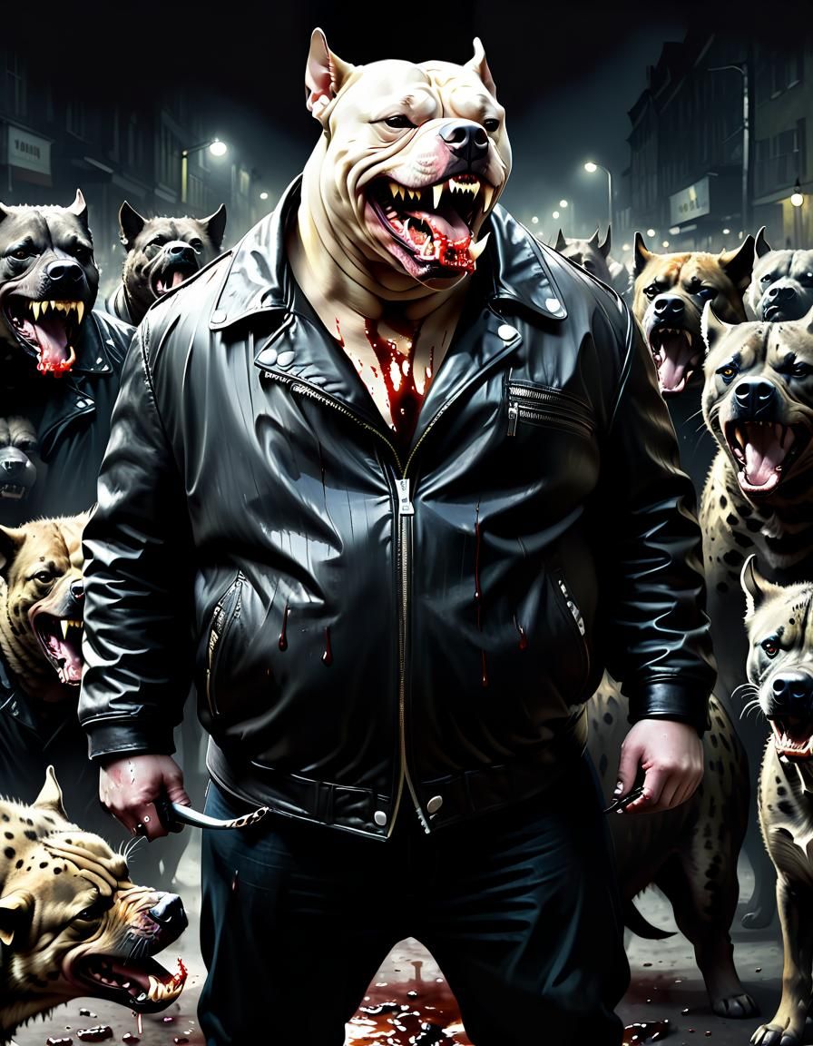 Menacing Pitbull Portrait in Expressive Impasto Style