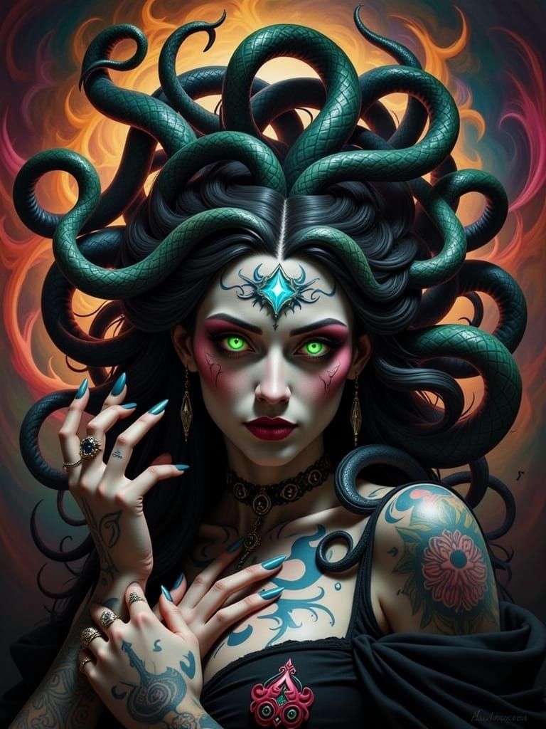 Crazed Medusa in Dramatic Baroque Style