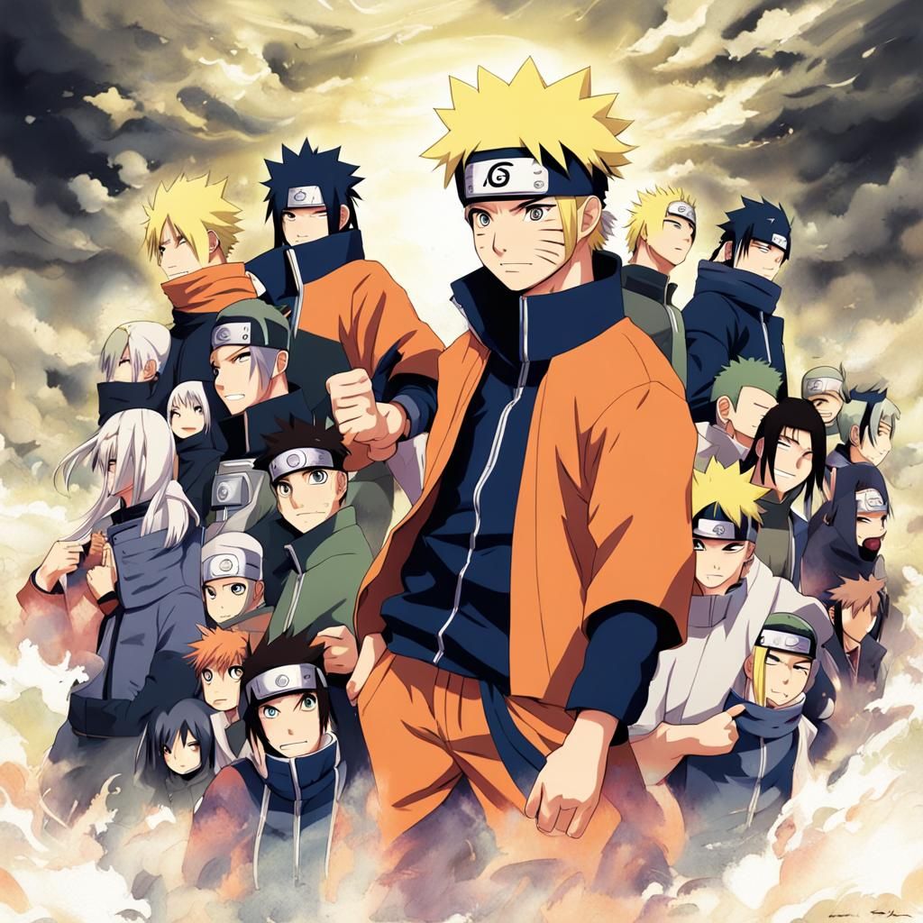 Naruto Anime Key Visual in Manga Style
