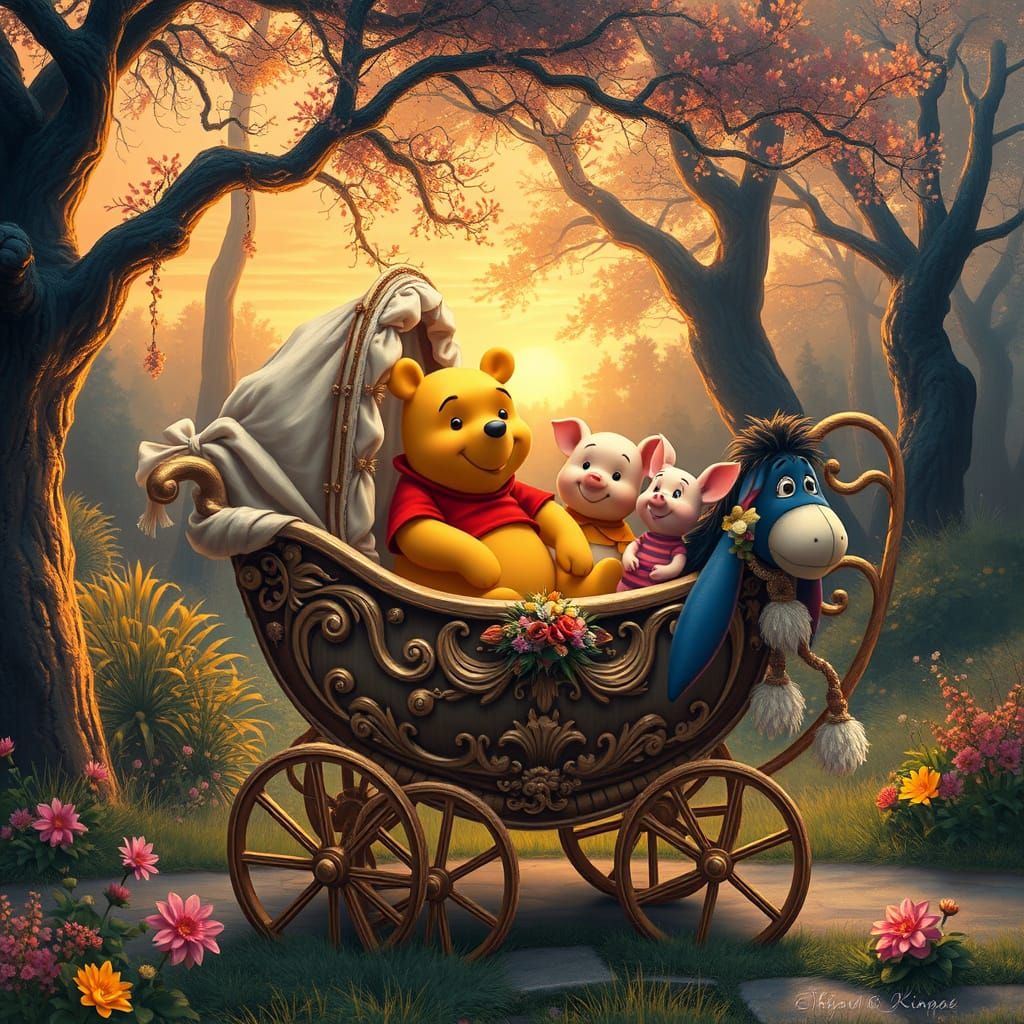 Whimsical Hundred Acre Wood Scene in Ultra Detail