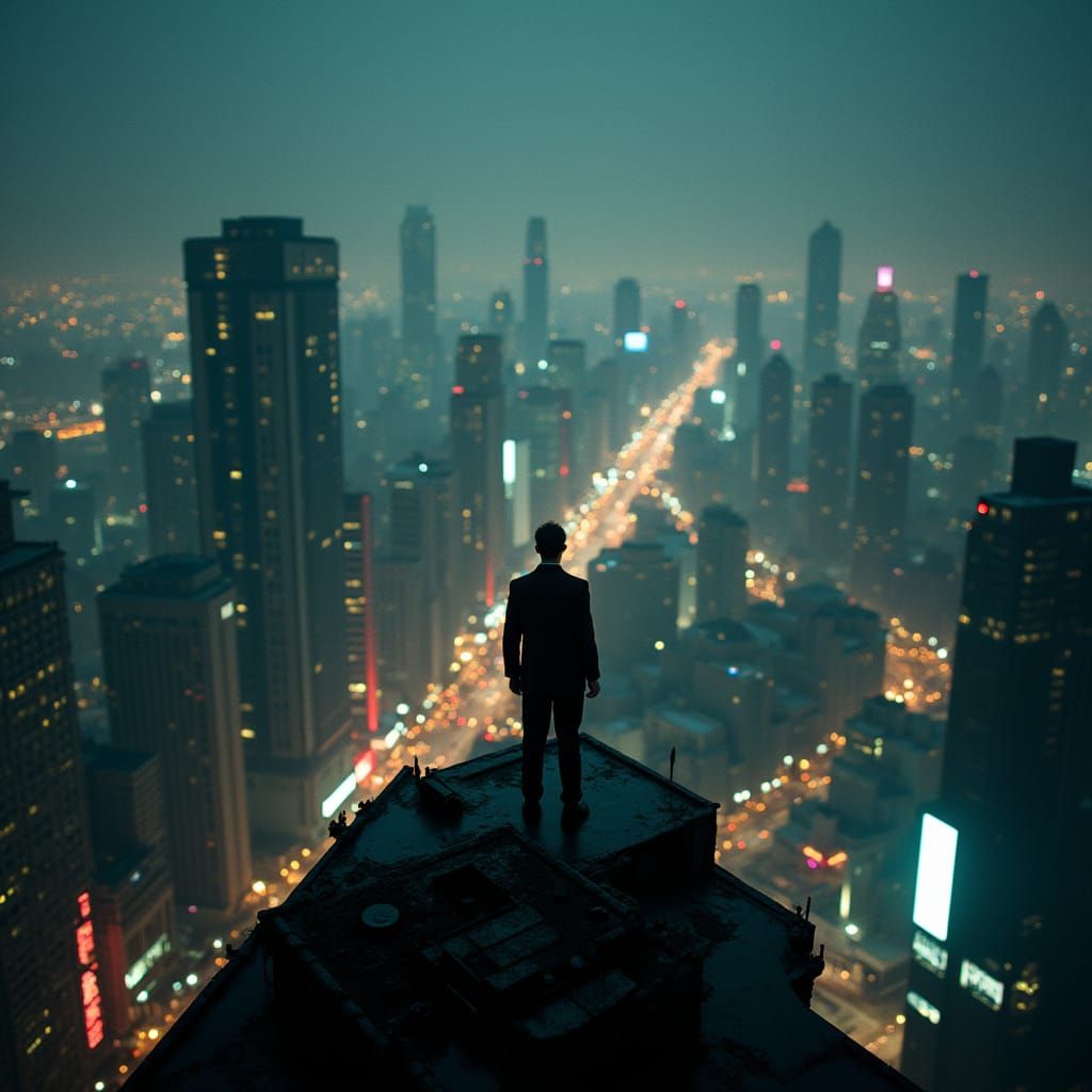 Neon Cityscape: Cinematic Film Still