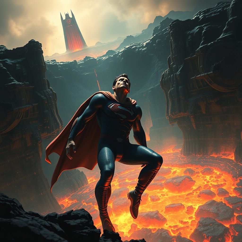 Flakes of the superhero Homelander fallen into the vast lava of the eyes only to see the once legendary Superman cry wit...