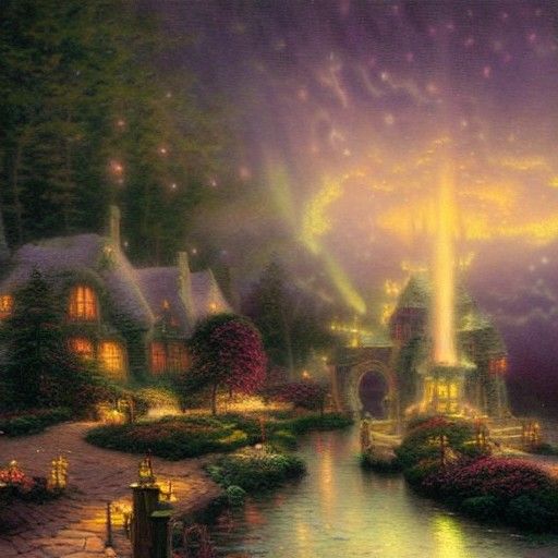 Ethereal Forge at Night in Luminist Style