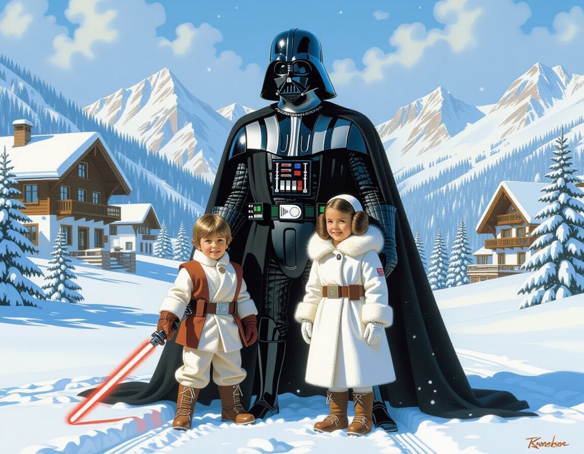 Darth Vader with Young Jedi on Winter Vacation