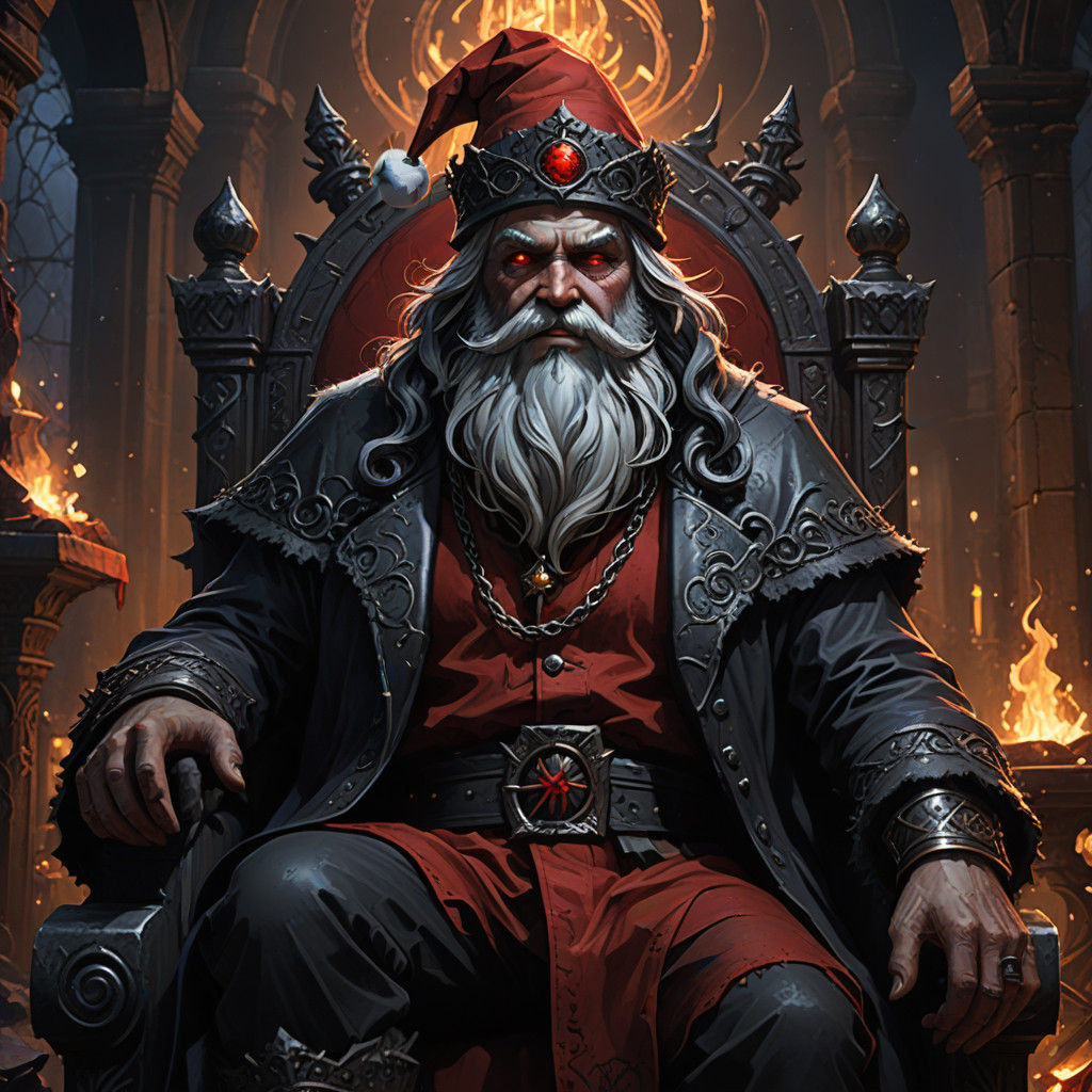 Dark Fantasy Santa Claus with Coal Throne in Splendid Detail