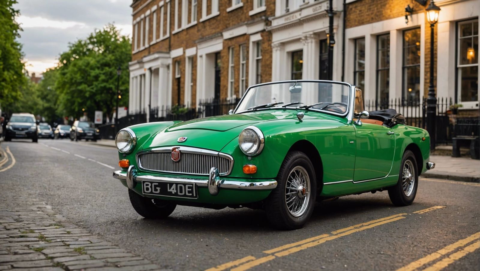 Classic MG Midget in London at Golden Hour