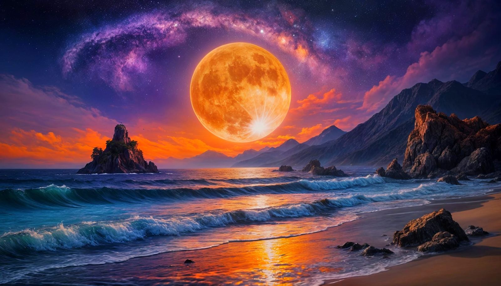 Vibrant Celestial Dreamscape in Oil-Color Glazing