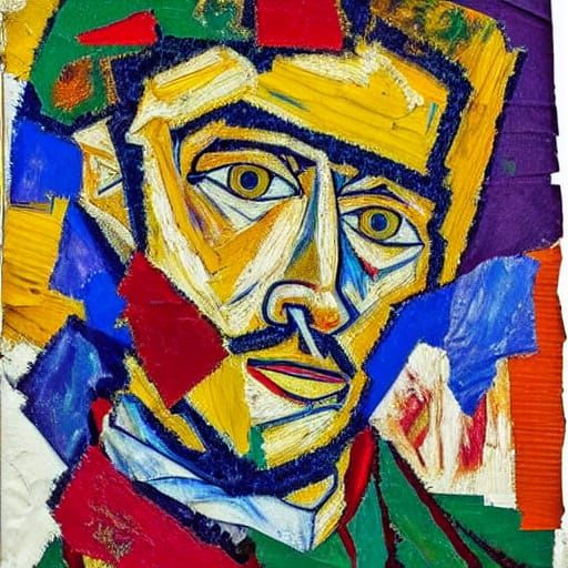 Fauvist Woman with Expressive Torn Cloth Texture