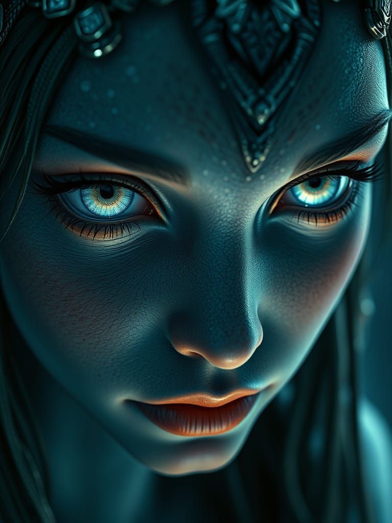 Epic Space Elf Portrait with Supernovae Eyes in Photorealist...