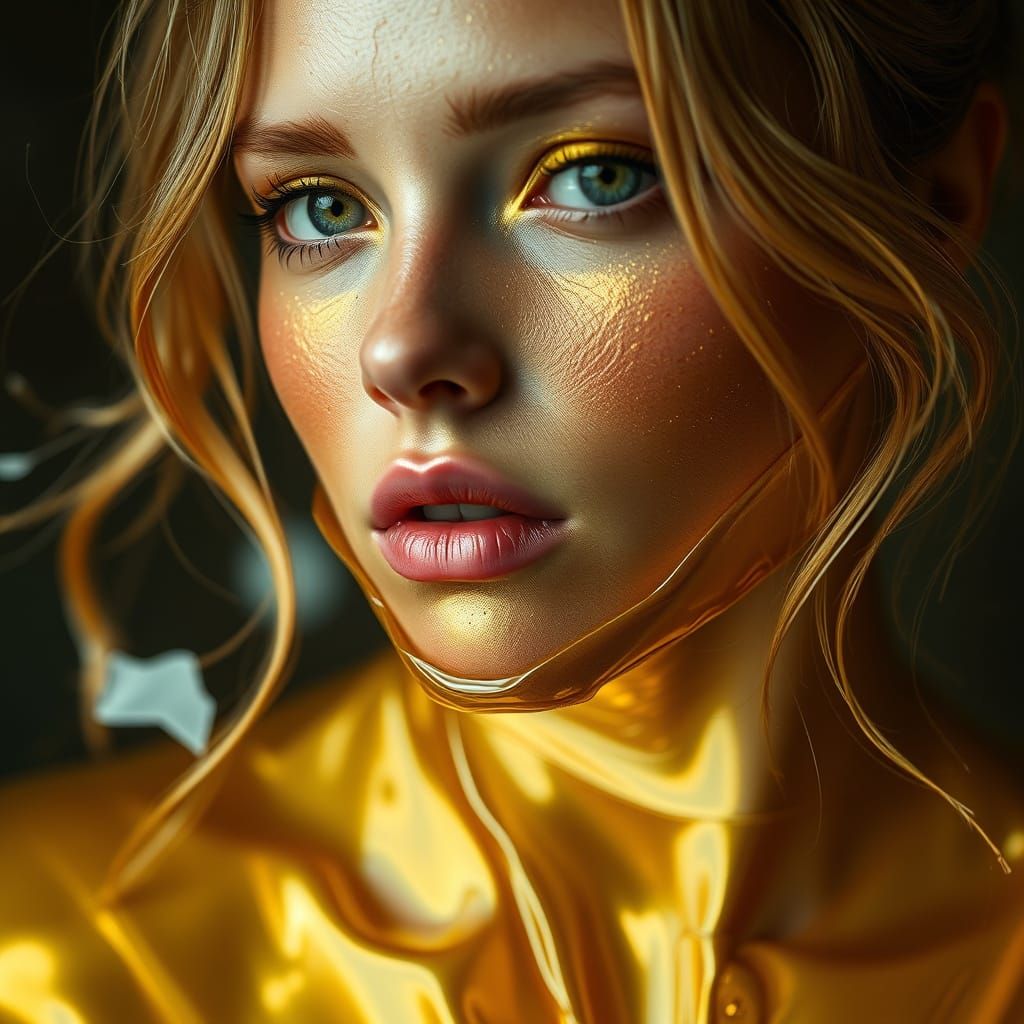 Golden Goddess in Liquid Metallic Hues