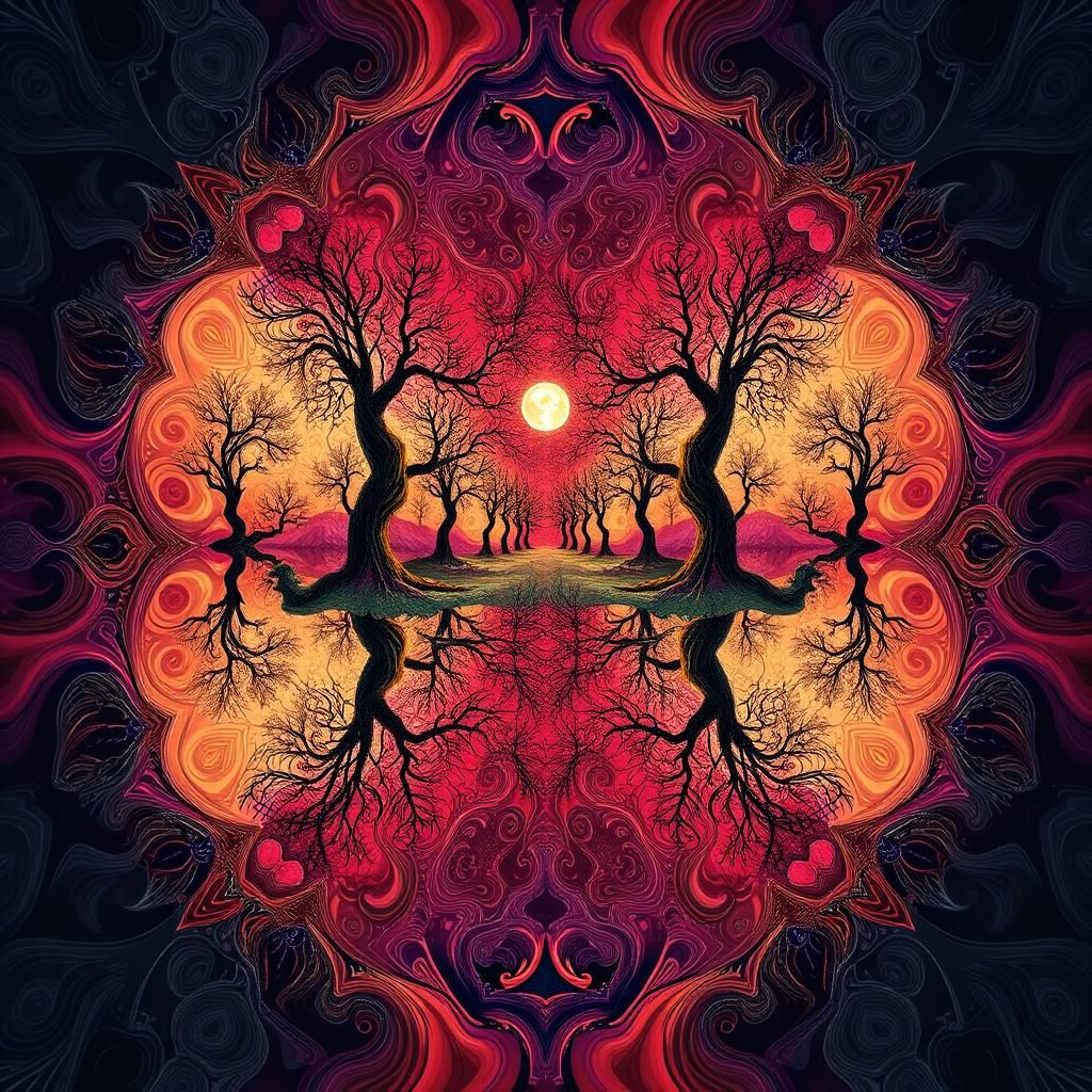 Fantasy Abstract: Symmetrical Surrealism in Fractal Vector S...