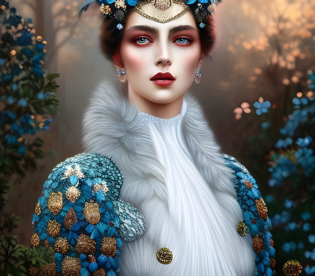 Glistening Goddess in Lilac and Navy Dress