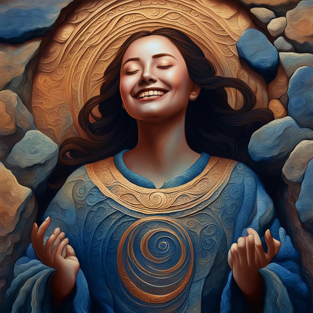 Stone Engraved Lady in Gothic Fantasy Art