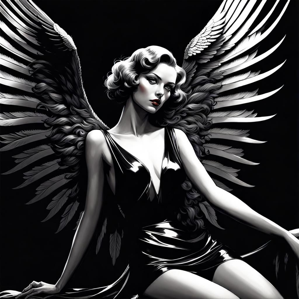Noir Fallen Angel with Stunning Wings