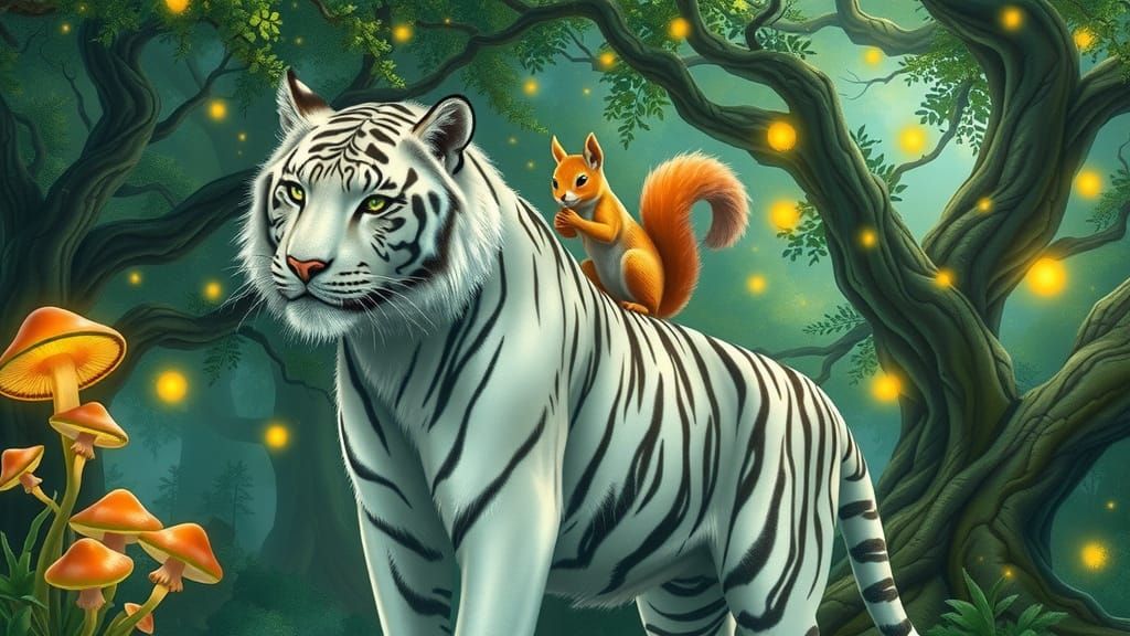 Majestic White Tiger Guardian of the Enchanted Forest