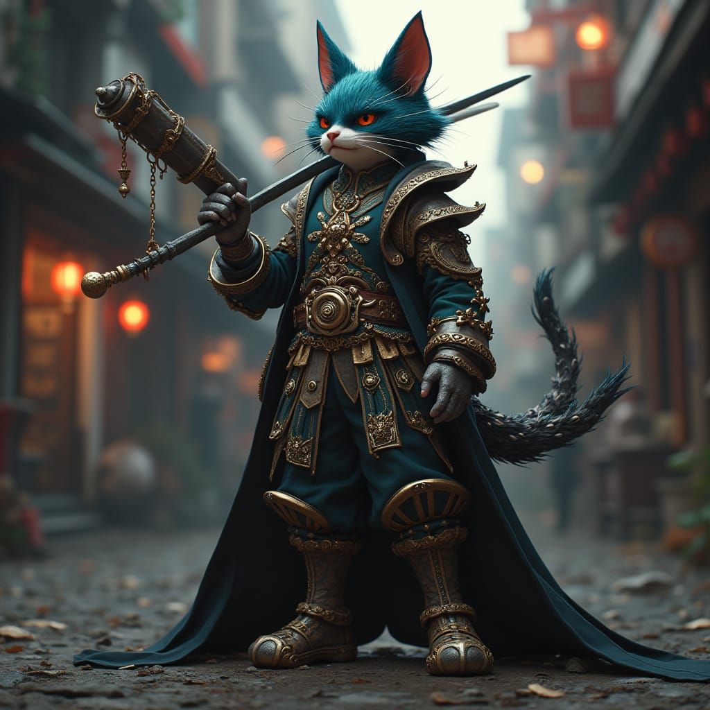 Cyberpunk Assassin in Anime-Inspired Attire