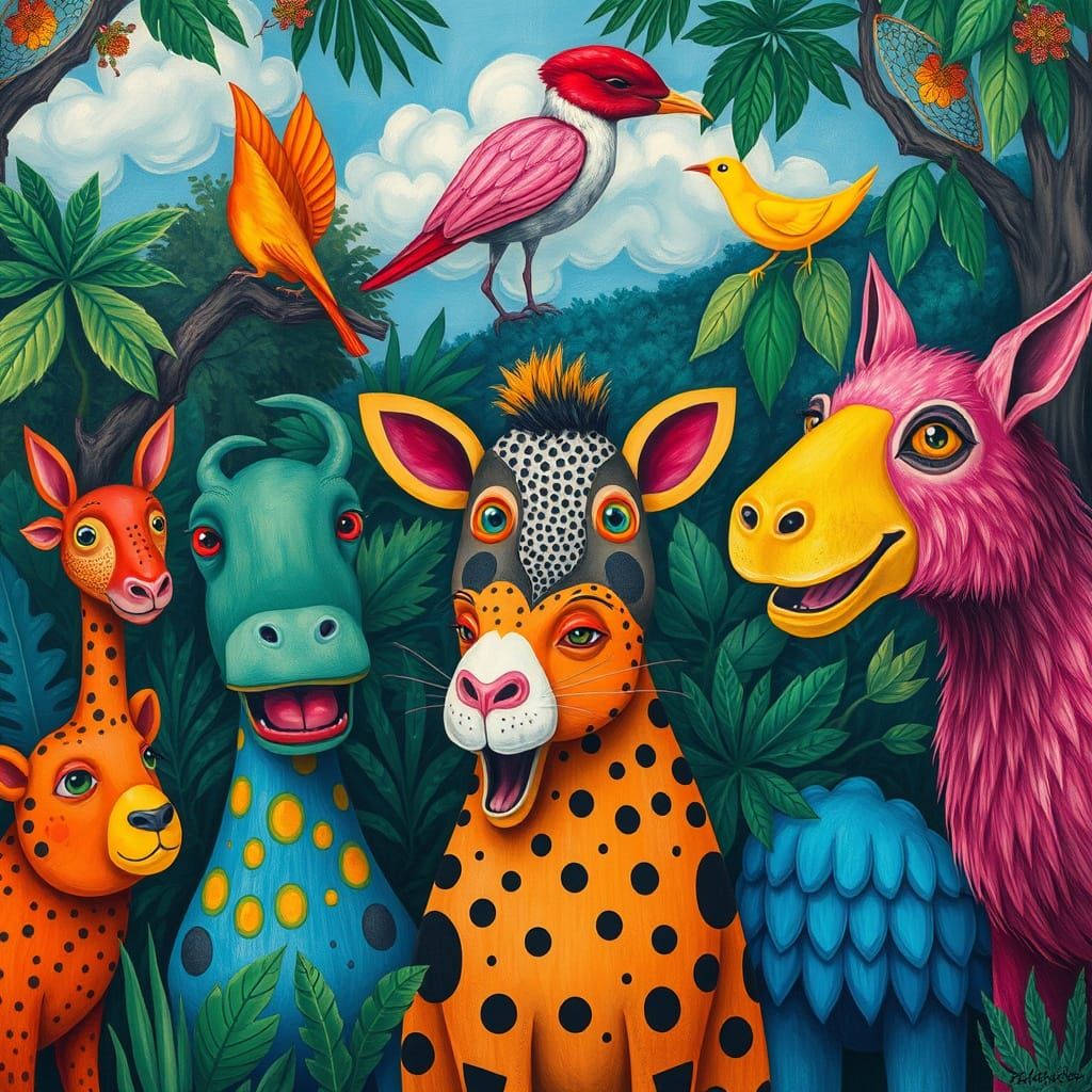 Expressive Animals in Naive Art Style