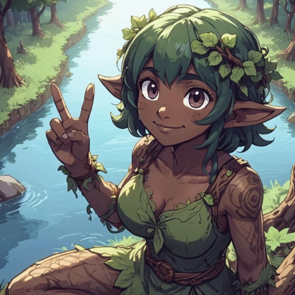 Terraria Dryad in Forest Landscape, Digital Art