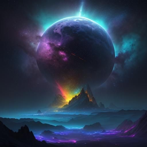 Spaceship Exploring Nebula in Cosmic Concept Art