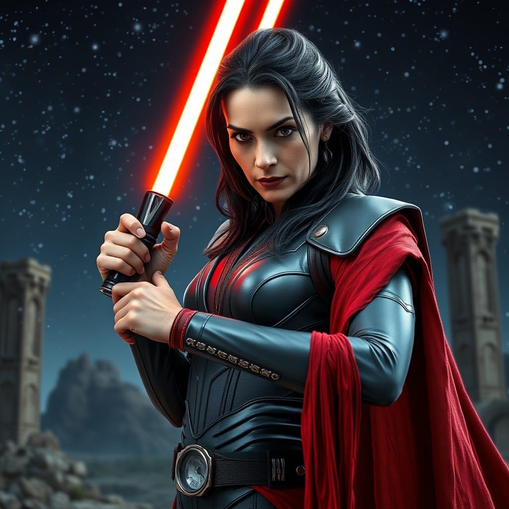 Mystical Sith Warrior in Starry Night Portrait