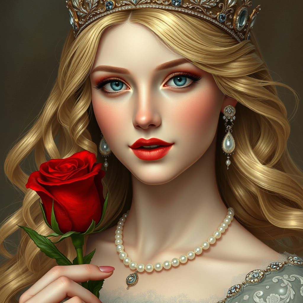 Regal Renaissance Princess in Pearlescent Splendor