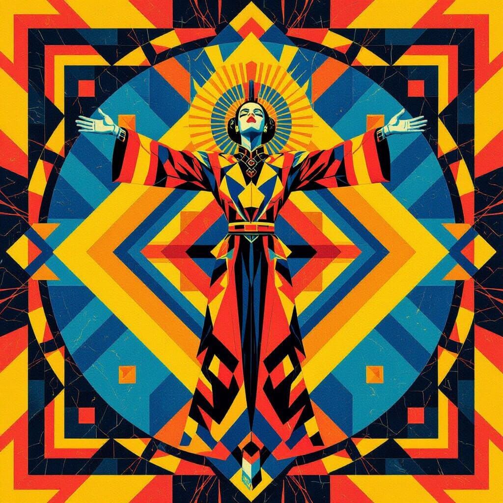 Geometric Figure in Bauhaus Pop Art Style